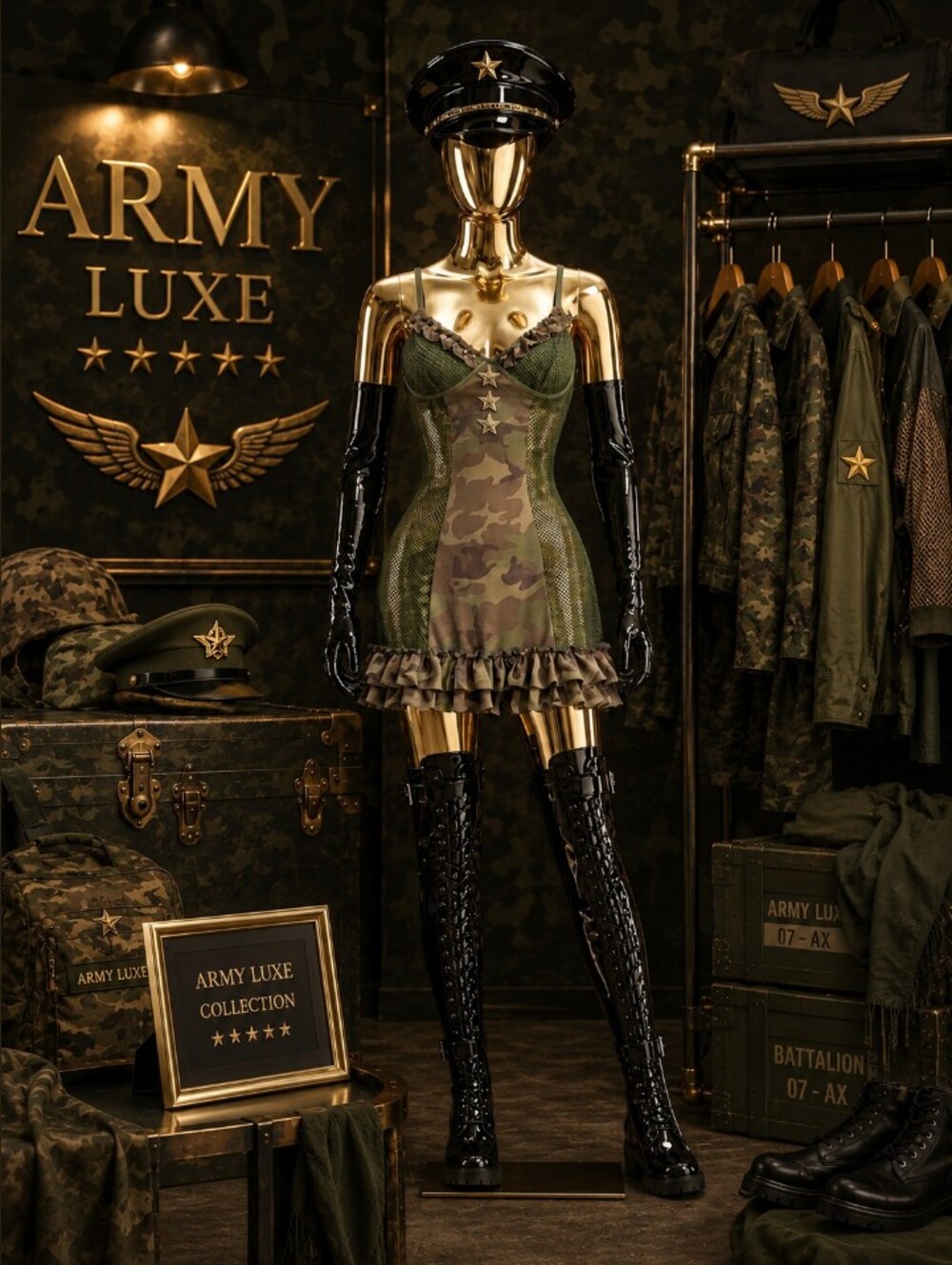 Camouflage Mesh Ruffle Chemise - Super Sexy 💚